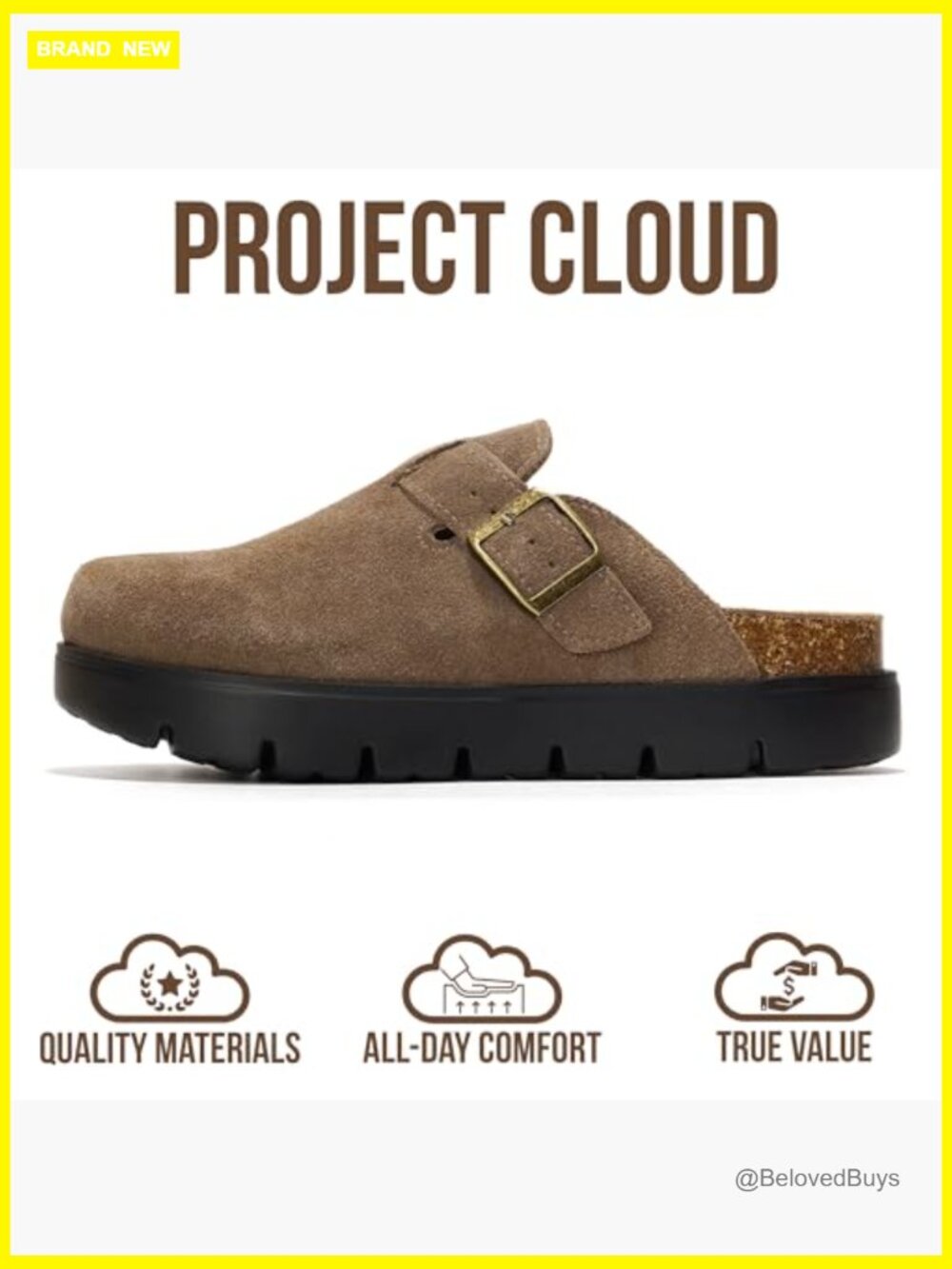 Genuine Leather Platform Clogs Memory Foam Cork Footbed Mules - Picture 4 of 7